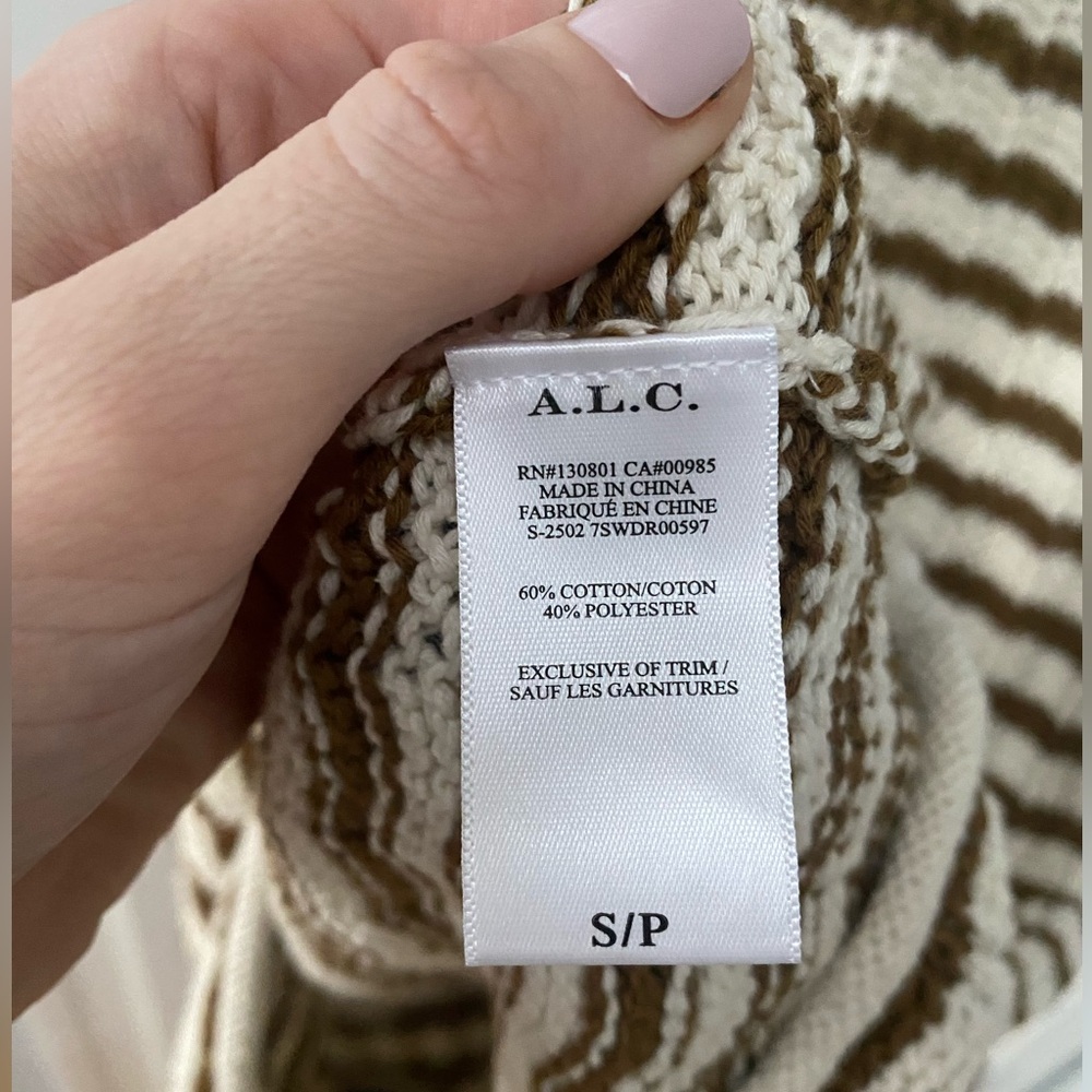 A.L.C crochet knit, tan and white striped razorback mini dress - Picture 6 of 6